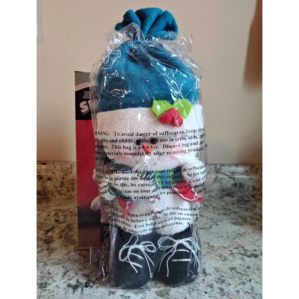 Costco Snowman Plush Figurine 12" Blue White‎ Christmas Winter Decor Weighted